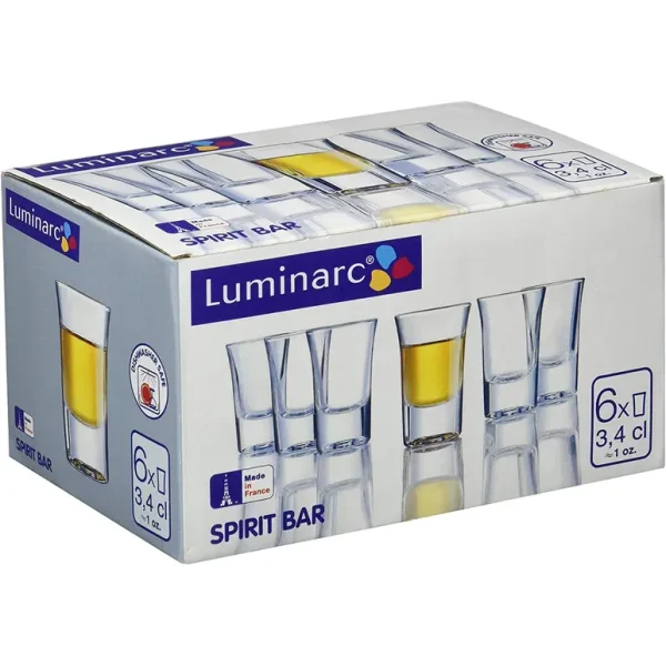 6 X LUMINARC SPIRIT BAR SHOT GLASS 34ML / 3.4CL