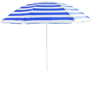 NALU GARDEN BEACH PARASOL TILTING UMBRELLA 1.6M / 160CM UV40+ - BLUE WHITE