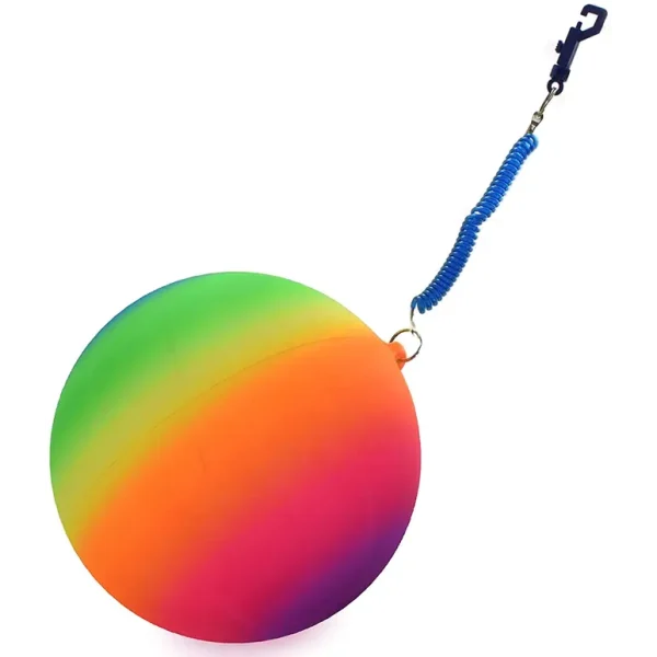 KANDY TOYS NEON RAINBOW BALL 24CM WITH KEYCHAIN