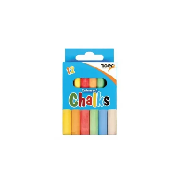 TIGER DUSTLESS COLOUR CHALK PACK OF 12