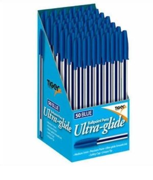 TIGER BLUE ULTRA GLIDE BALL POINT PEN IN BOX PACK OF 50