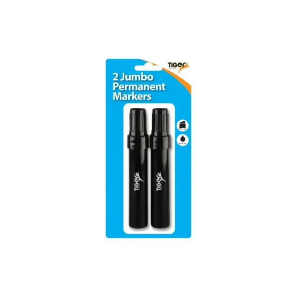 TIGER WIDE NIB JUMBO PERMANENT MARKER PENS PACK OF 2