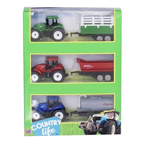 COUNTRY LIFE TRACTOR & TRAILER SET PACK OF 3