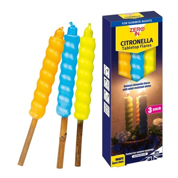 ZERO IN TABLE TOP CITRONELLA FLARES PACK OF 3