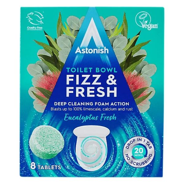 ASTONISH FIZZ & FRESH TOILET BOWL TABS PACK OF 8 - EUCALYPTUS FRESH