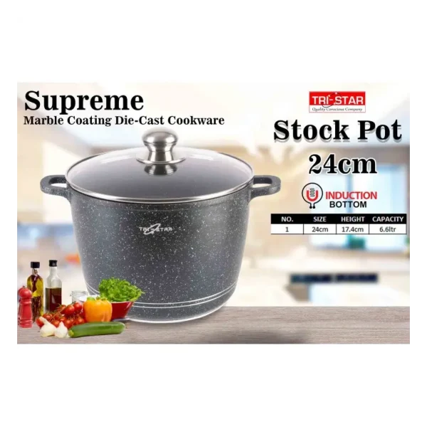 SUPREME MARBLE COATING STOCK POT / SAUCE PAN 24CM