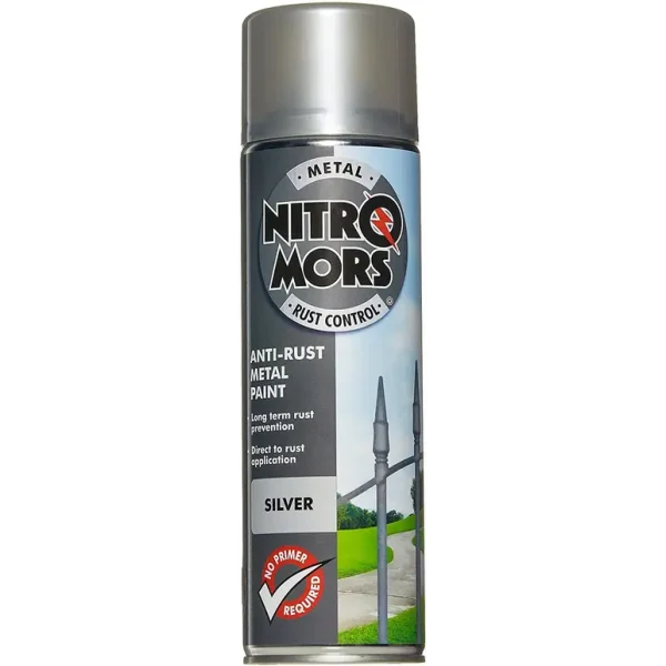 NITROMORS ANTI RUST SMOOTH METAL SPRAY PAINT 500ML - SILVER