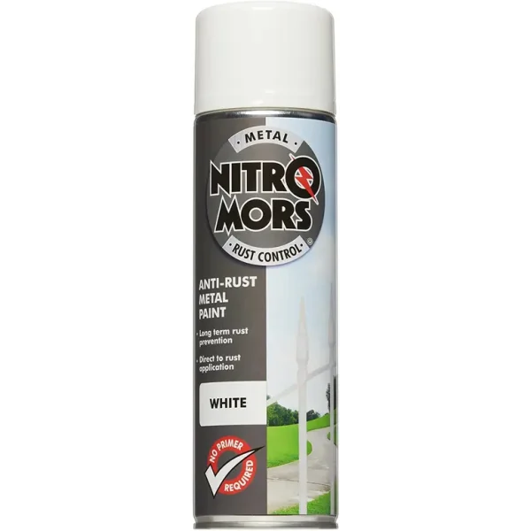 NITROMORS ANTI RUST SMOOTH METAL SPRAY PAINT 500ML - WHITE