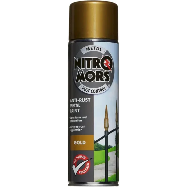 NITROMORS ANTI RUST SMOOTH METAL SPRAY PAINT 500ML - GOLD