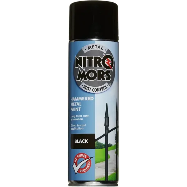 NITROMORS ANTI RUST HAMMERED METALSPRAY PAINT 500ML - BLACK