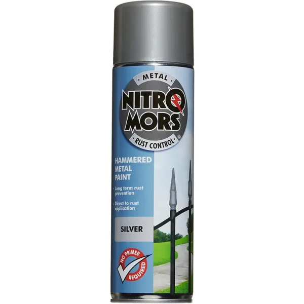 NITROMORS ANTI RUST HAMMERED METAL SPRAY PAINT 500ML - SILVER