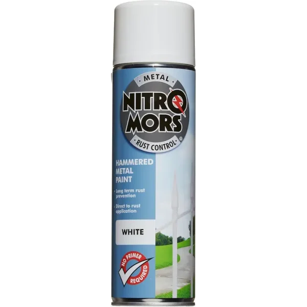 NITROMORS ANTI RUST HAMMERED METAL SPRAY PAINT 500ML - WHITE