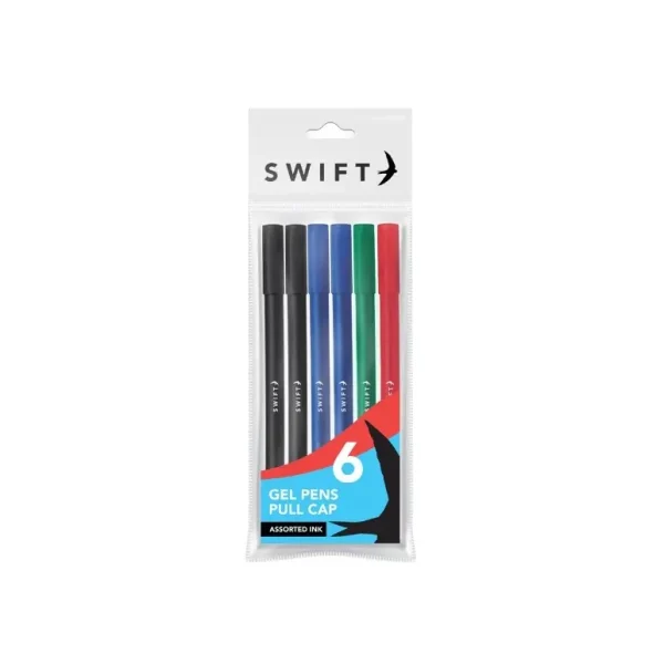 SWIFT PULL CAP GEL PENS PACK OF 6