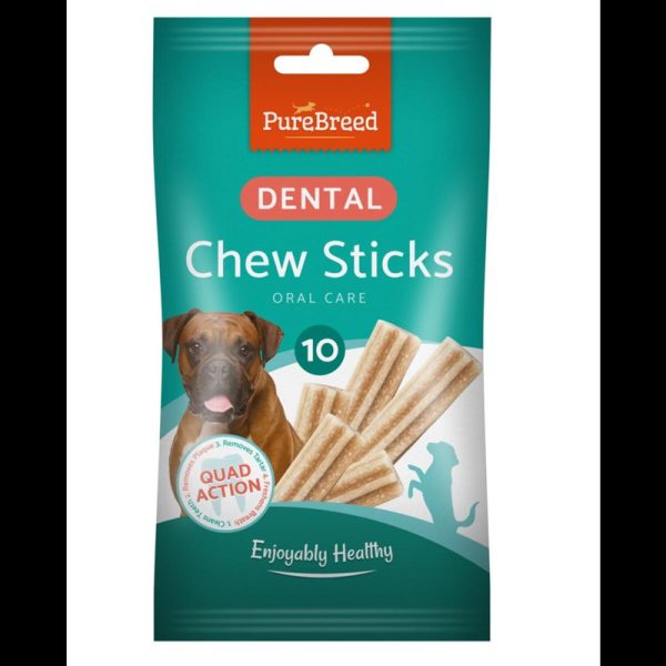 PURE BREED DENTAL CHEW STICKS PACK OF 10