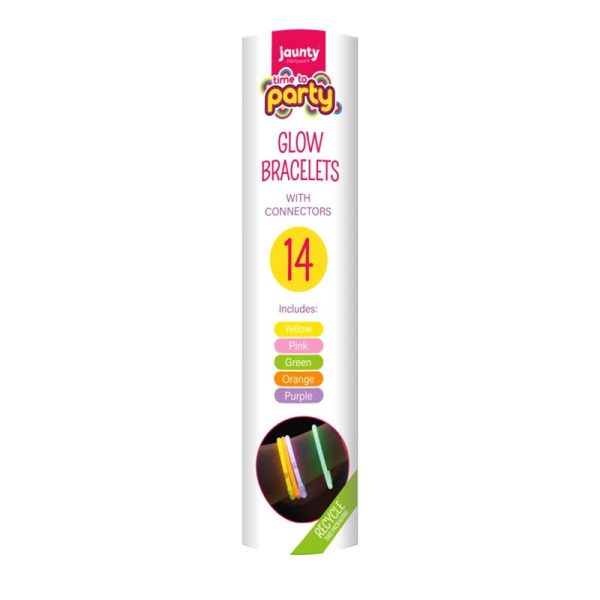 JAUNTY PARTYWARE GLOW STICKS / BRACELETS PACK OF 14