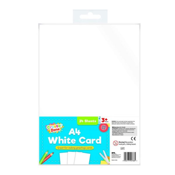 CREATER ZONE A4 WHITE CARDS PACK OF 24