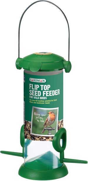 GARDMAN GREEN FLIP TOP BIRD SEED FEEDER
