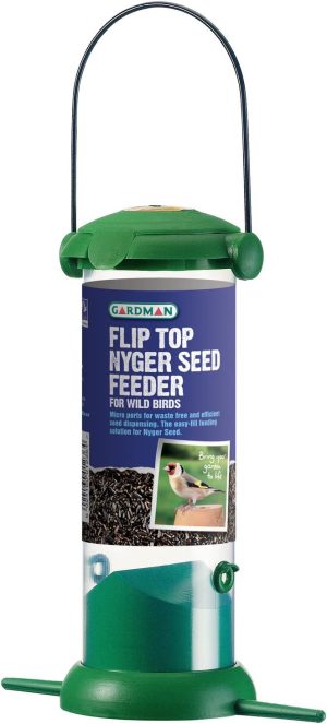 GARDMAN GREEN FLIP TOP BIRD NYJER SEED FEEDER