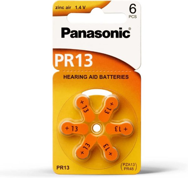 PANASONIC PR13 PR48 ZINC 1.4V HEARING AID BATTERIES PACK OF 6