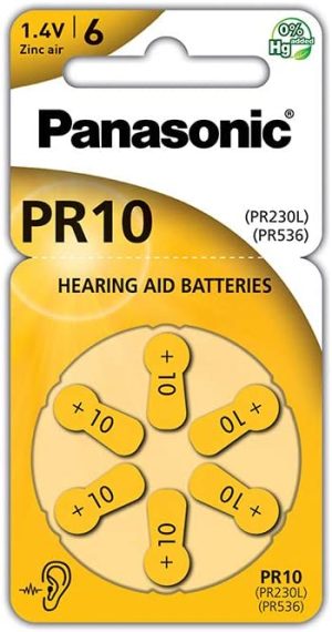 PANASONIC PR10 PR230 ZINC 1.4V HEARING AID BATTERIES PACK OF 6