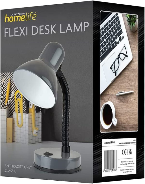 HOMELIFE CLASSIC FLEXI DESK LAMP 35W - ANTHRACITE GREY