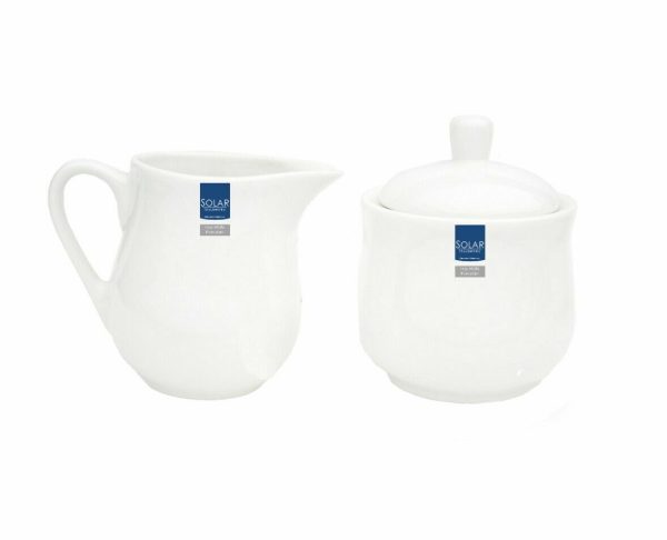 SOLAR WHITE PORCELAIN MILK / CREAM JUG & SUGAR BOWL SET