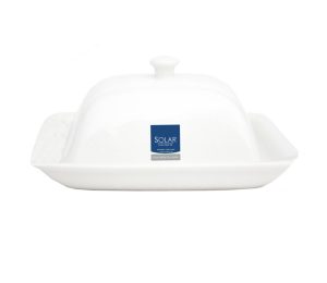 SOLAR WHITE PORCELAIN BUTTER DISH WITH LID
