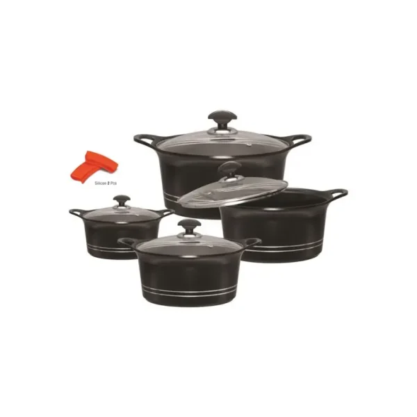 SONEX BLACK DIE CAST CASSEROLE POT PACK OF 4