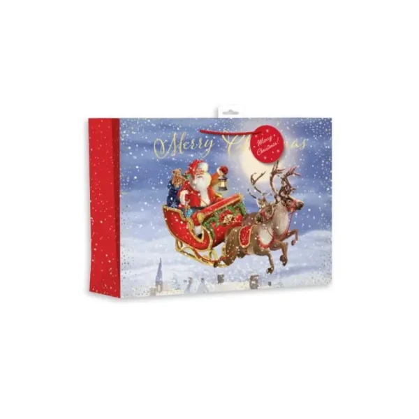 GIFT MAKER EXTRA LARGE CHRISTMAS GIFT BAG - FLYING SANTA ON SLEIGH