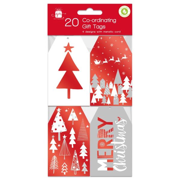 GIFTMAKER RED & WHITE CHRISTMAS GIFT TAGS PACK OF 20