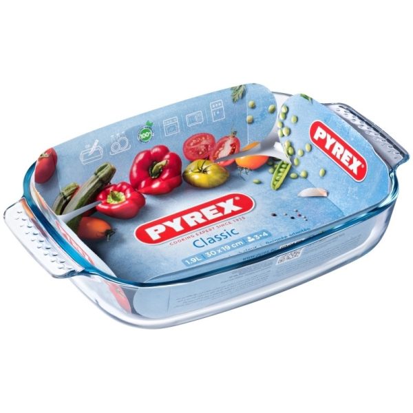 PYREX CLASSIC EASY GRIP RECTANGULAR ROASTER 30CM X 19CM 1.9L