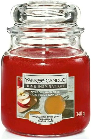 YANKEE MEDIUM JAR APPLE CINNAMON CIDER SCENTED CANDLE 340G