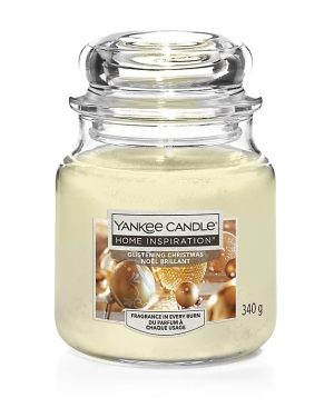 YANKEE MEDIUM JAR GLISTENING CHRISTMAS SCENTED CANDLE 340G