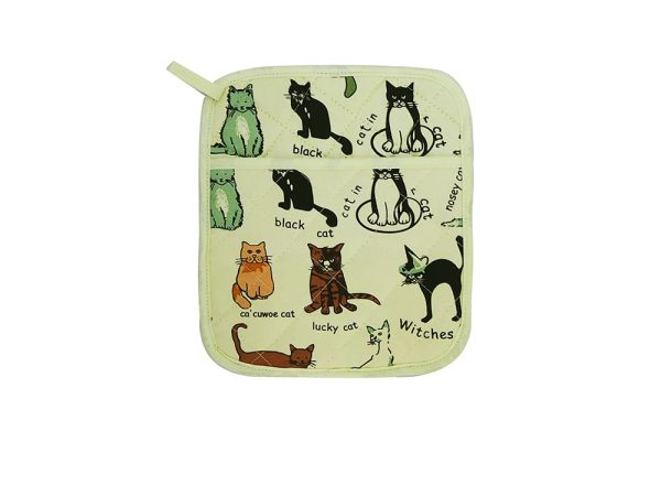 HIGHLANDS COTTON POT HOLDER WITH POCKET - CAT