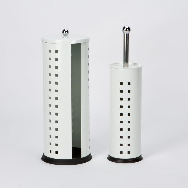 HIGHLANDS TOILET ROLL HOLDER WITH TOILET BRUSH - WHITE