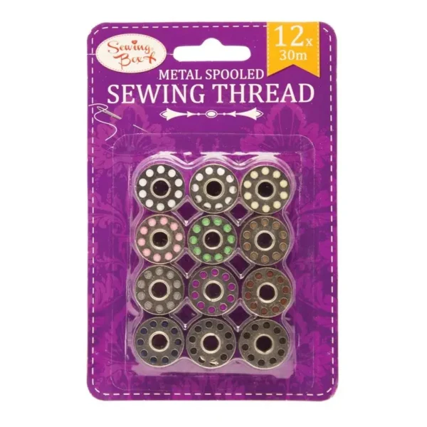 SEWING BOX METAL BOBBINS THREAD PACK OF 12