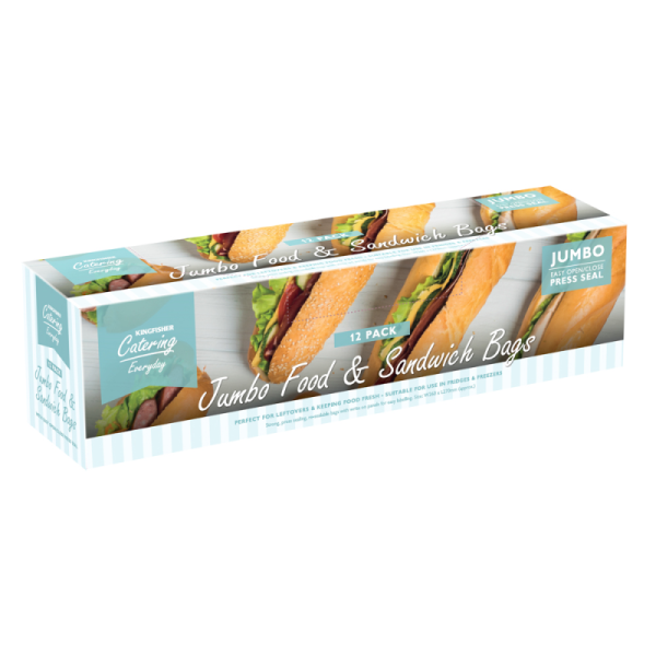 KINGFISHER PRESS & SEAL JUMBO FOOD SANDWICH BAGS PACK OF 12