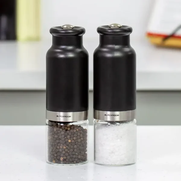 BLACKMOOR BLACK GRAVITY SALT AND PEPPER GRINDER MILL SET