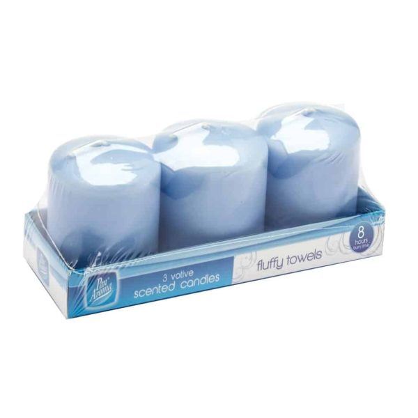 PAN AROMA SCENTED VOTIVE CANDLES PACK OF 3 - FLUFFY TOWELS