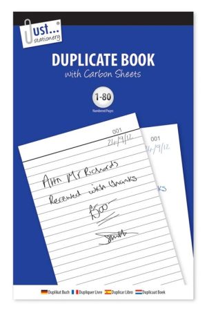 JUST STATIONERY FULL SIZE DUPLICATE BOOK 80 SHEETS