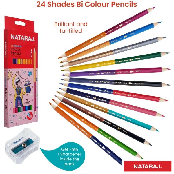 NATRAJ DUO / BI COLOURING PENCILS PACK OF 12