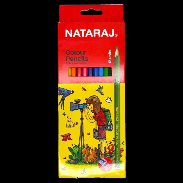 NATRAJ COLOURING PENCILS PACK OF 12 WITH COLOURING BOOK