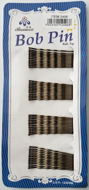 BROWN HAIR GRIP PINS / BOB PIN PACK OF 48