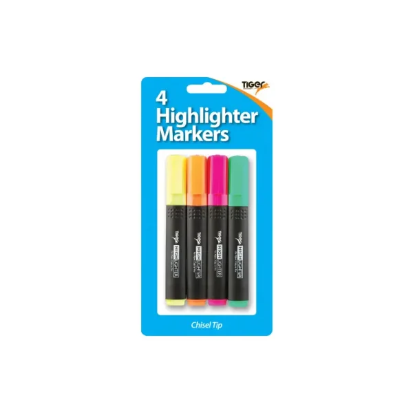 TIGER HIGHLIGHTER MARKERS PACK OF 4