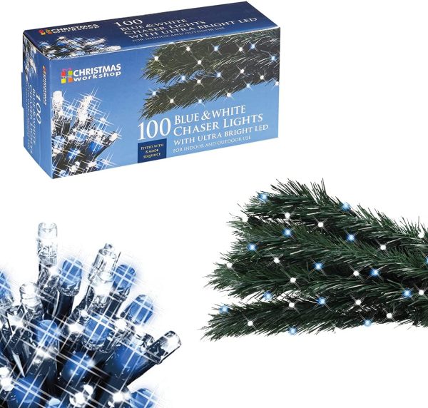 CHRISTMAS WORKSHOP CHASER LIGHTS 100 - BLUE & WHITE