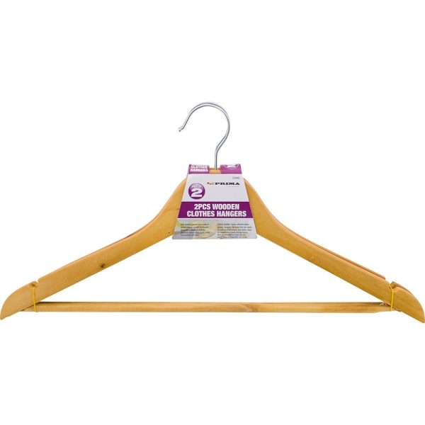 PRIMA WOODEN CLOTH HANGERS PACK OF 2