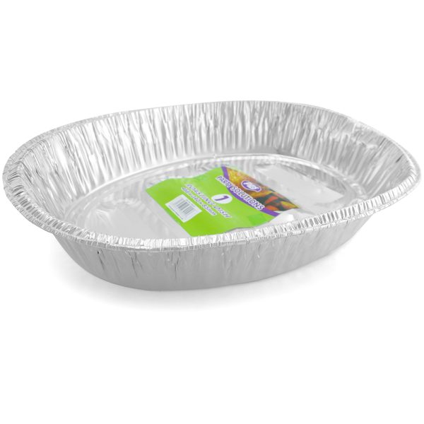 PPS OVAL FOIL ROASTING DISH TRAY 468 X 340 X 85MM