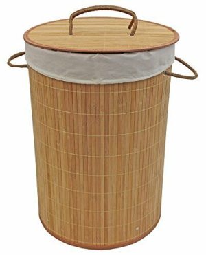 JVL FOLDABLE / COLLAPSABLE BAMBOO ROUND LAUNDRY BASKET