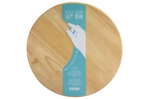 APOLLO RUBBER WOOD LAZY SUSAN ROTATING ROUND SERVING PLATE TRAY 35CM