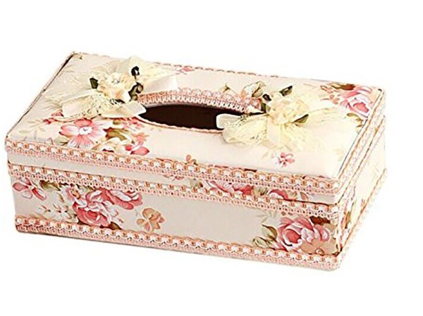 PLASTIC TISSUE BOX - ROSE DESIGN